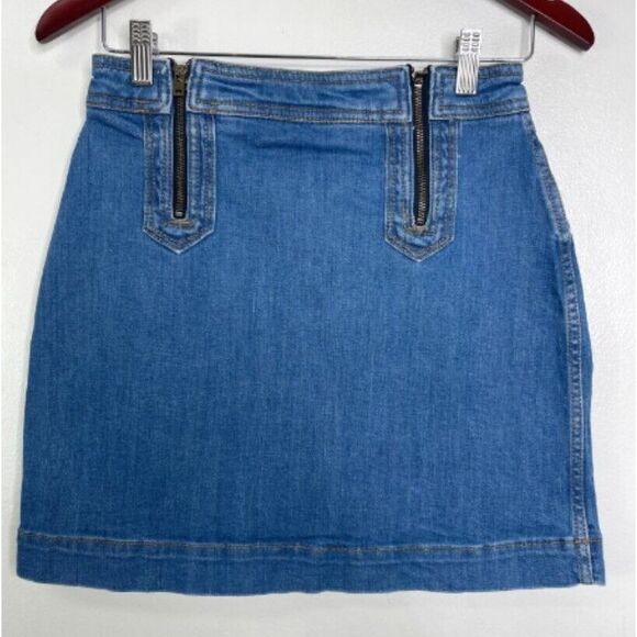 Anthropologie Pilcro  Y2K Zip Front High Waist Denim Mini Skirt Women's Size 4 - Picture 1 of 7